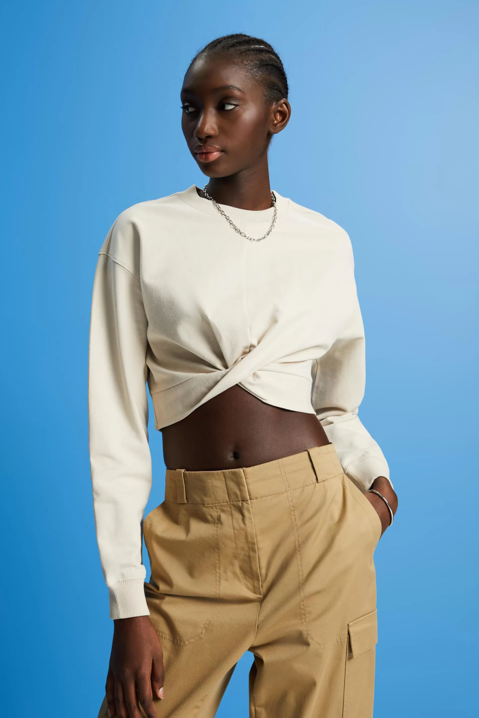 Verkürztes Sweatshirt mit Knotendetail-ESPRIT Best Sale