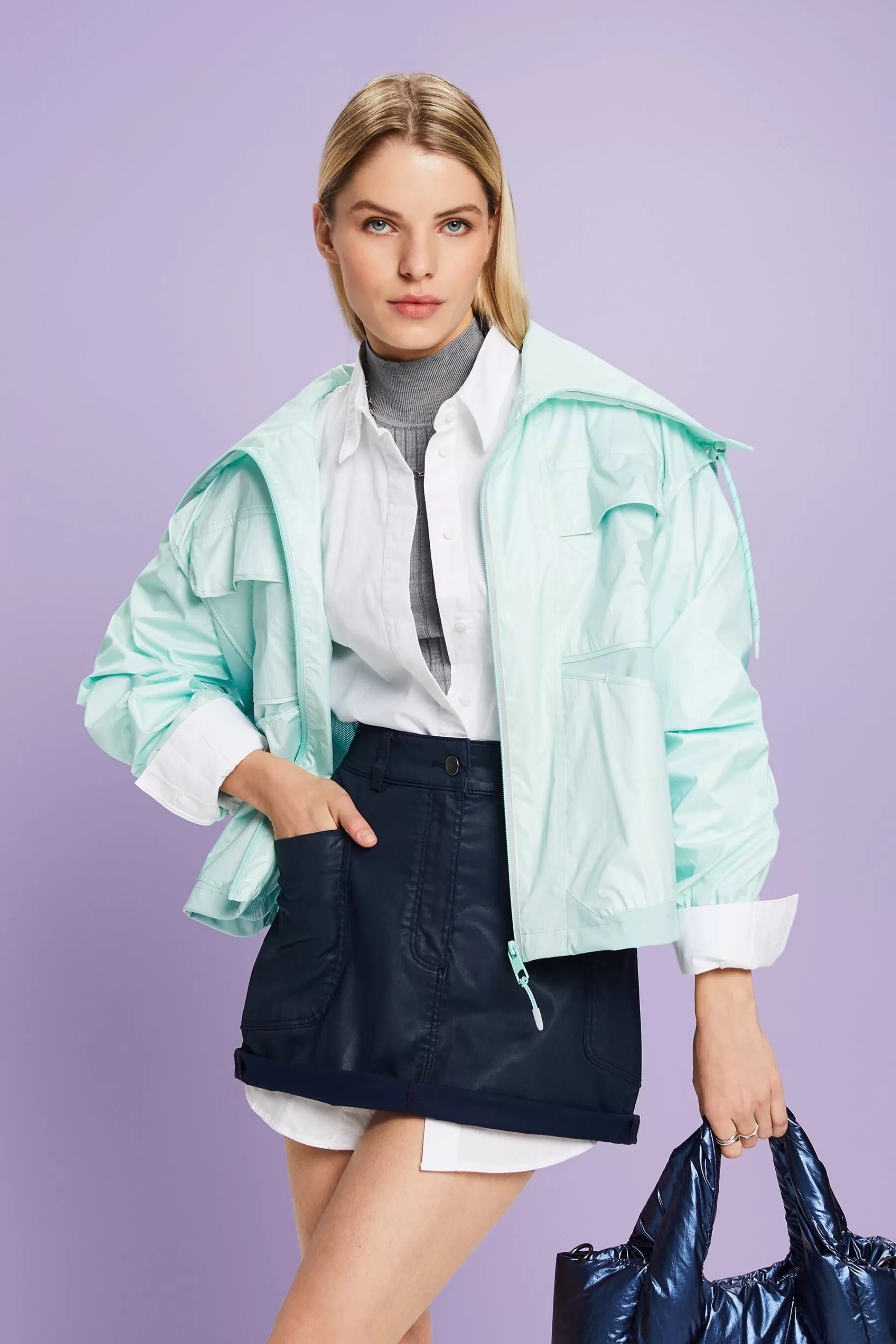 Wasserabweisende Jacke mit Stehkragen-ESPRIT New
