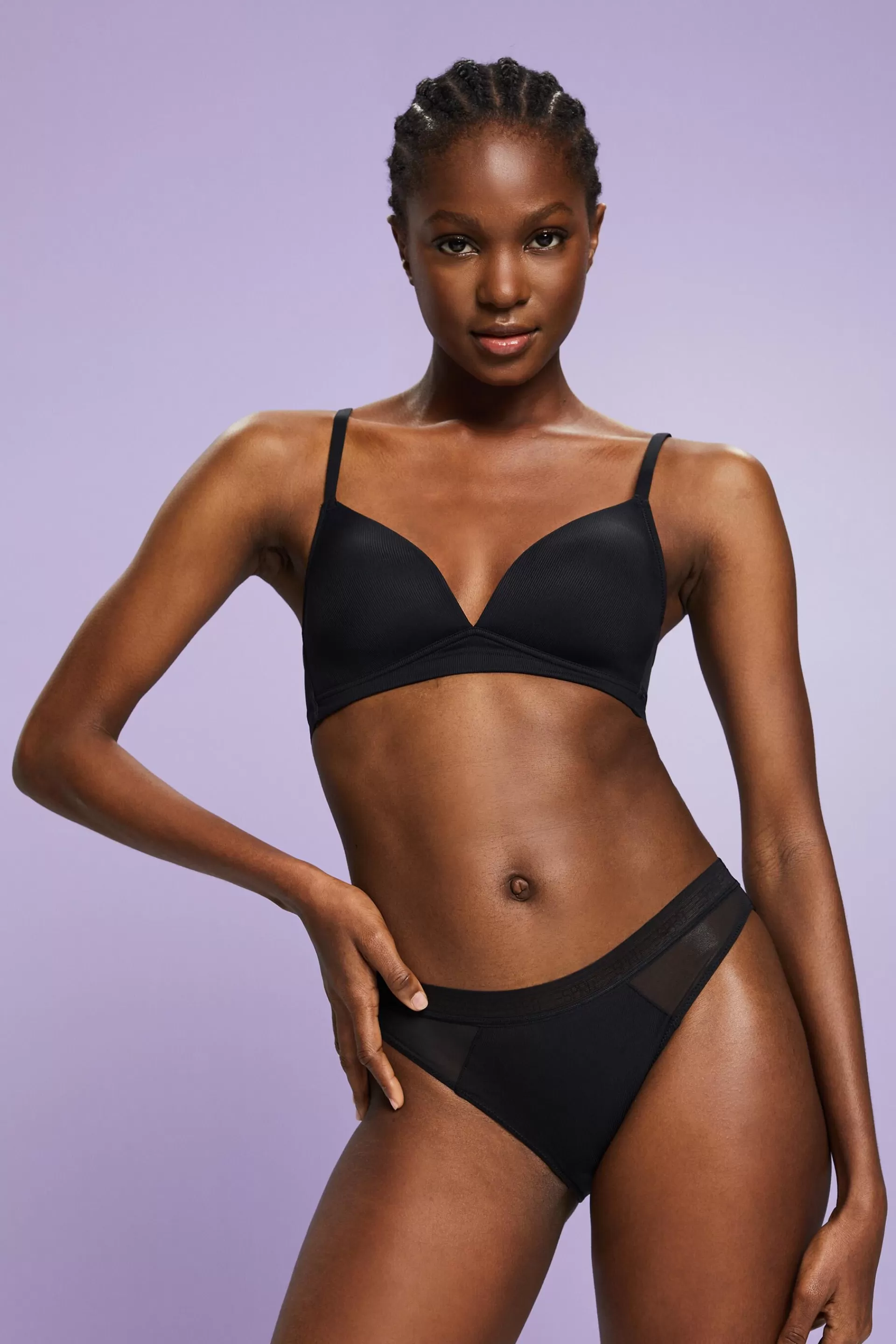 Wattierter, bügelloser BH aus Mikrofaser mit Mesh-ESPRIT New