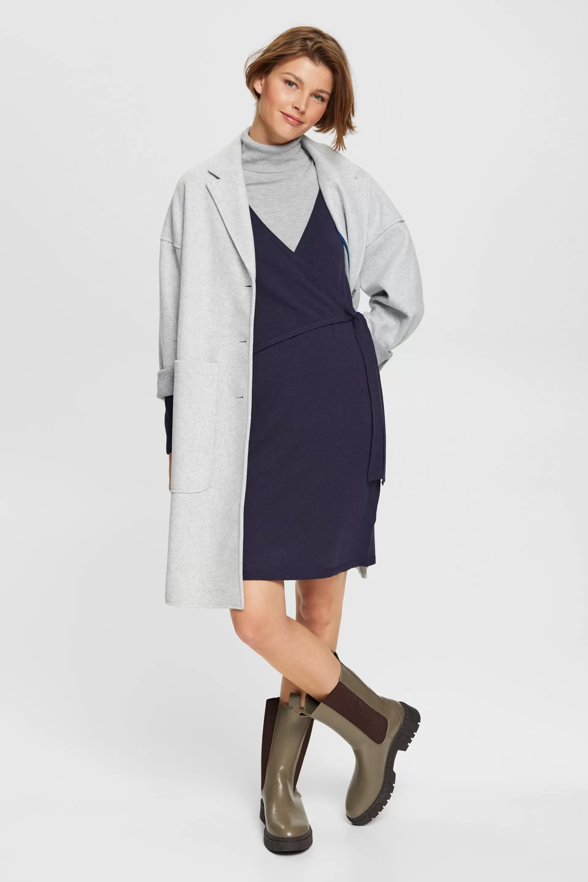 Wickelkleid aus Strick-ESPRIT New