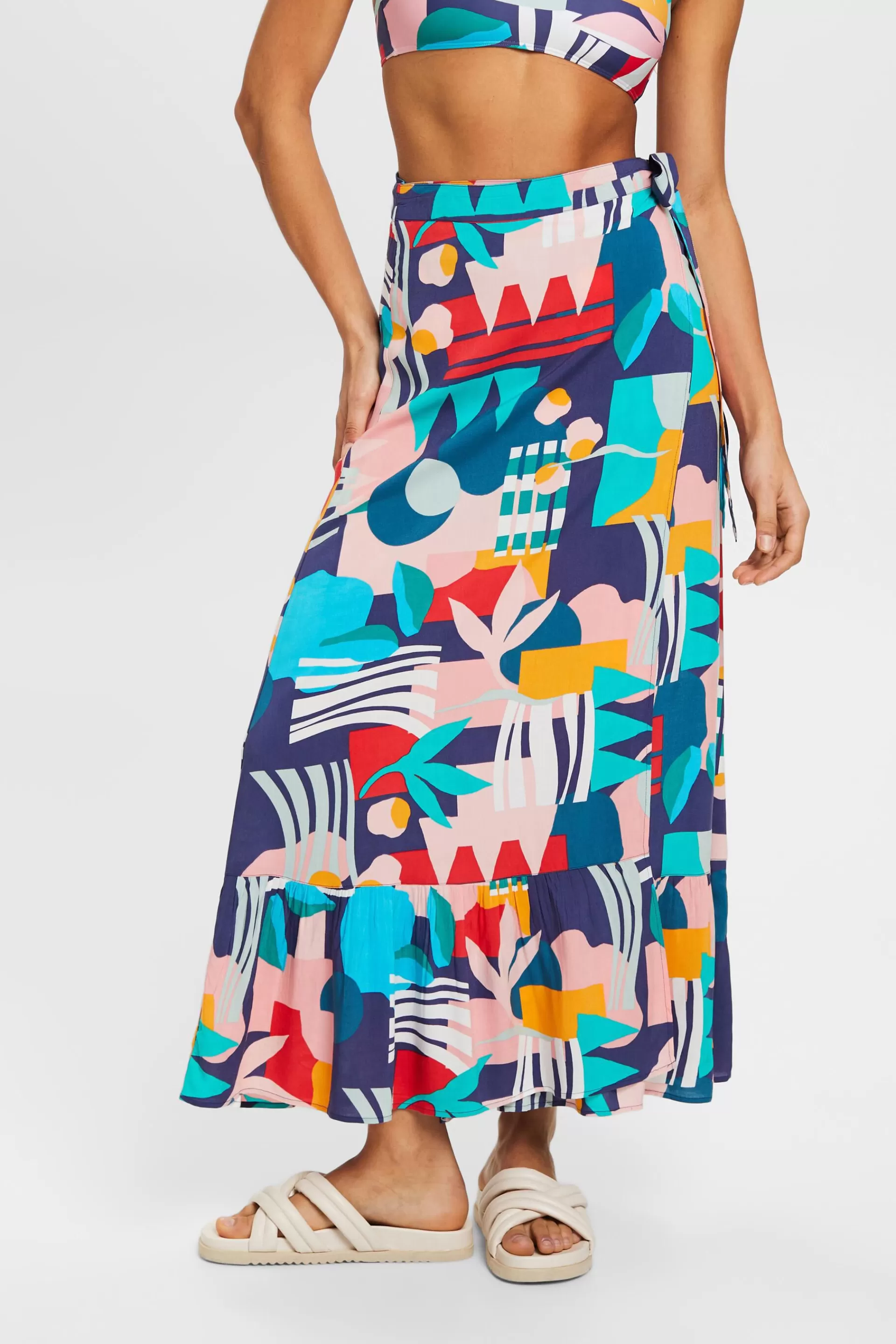 Wickelrock mit mehrfarbigem Print-ESPRIT Hot