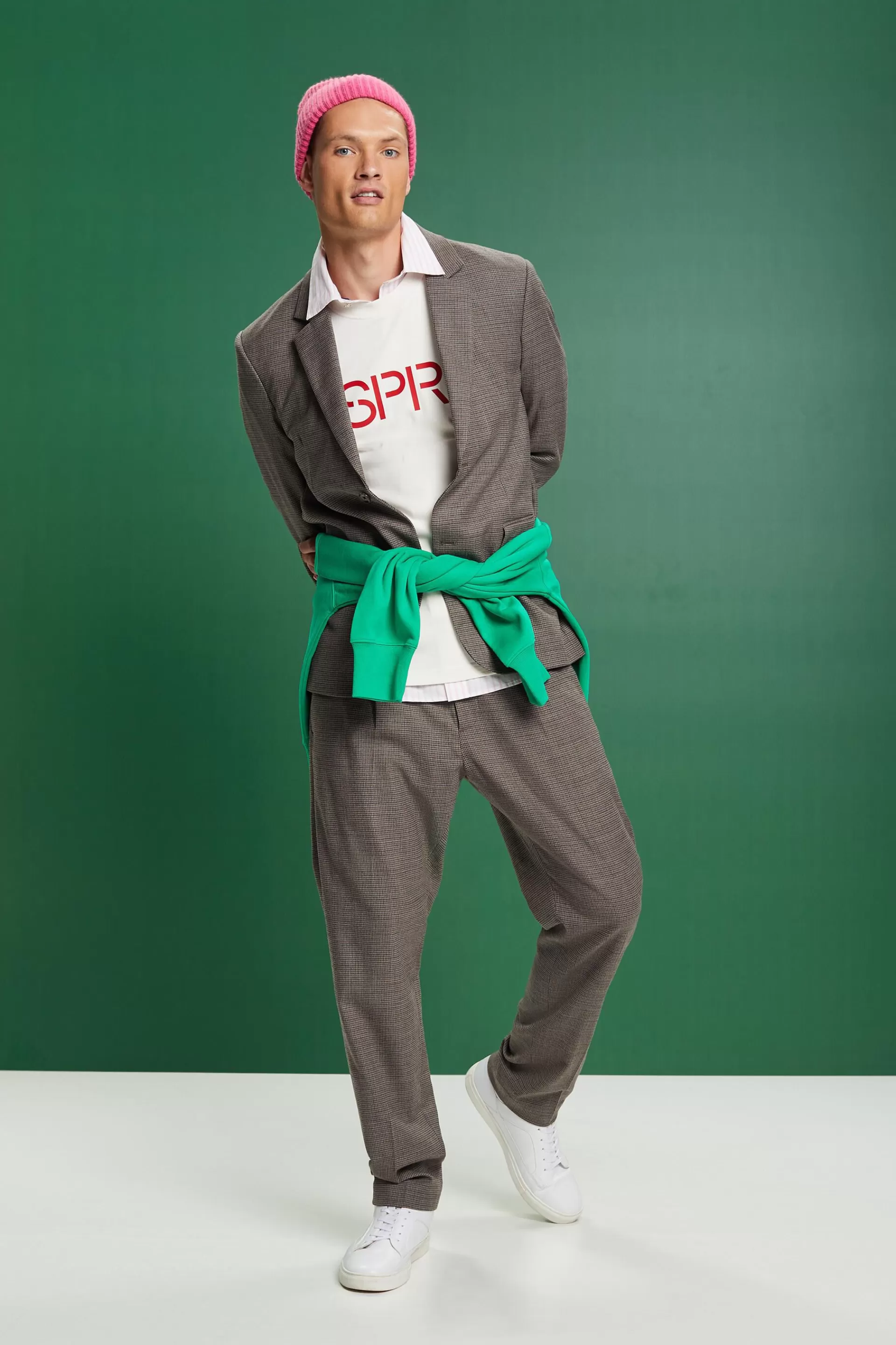 Wollblazer mit Hahnentrittmuster-ESPRIT Fashion