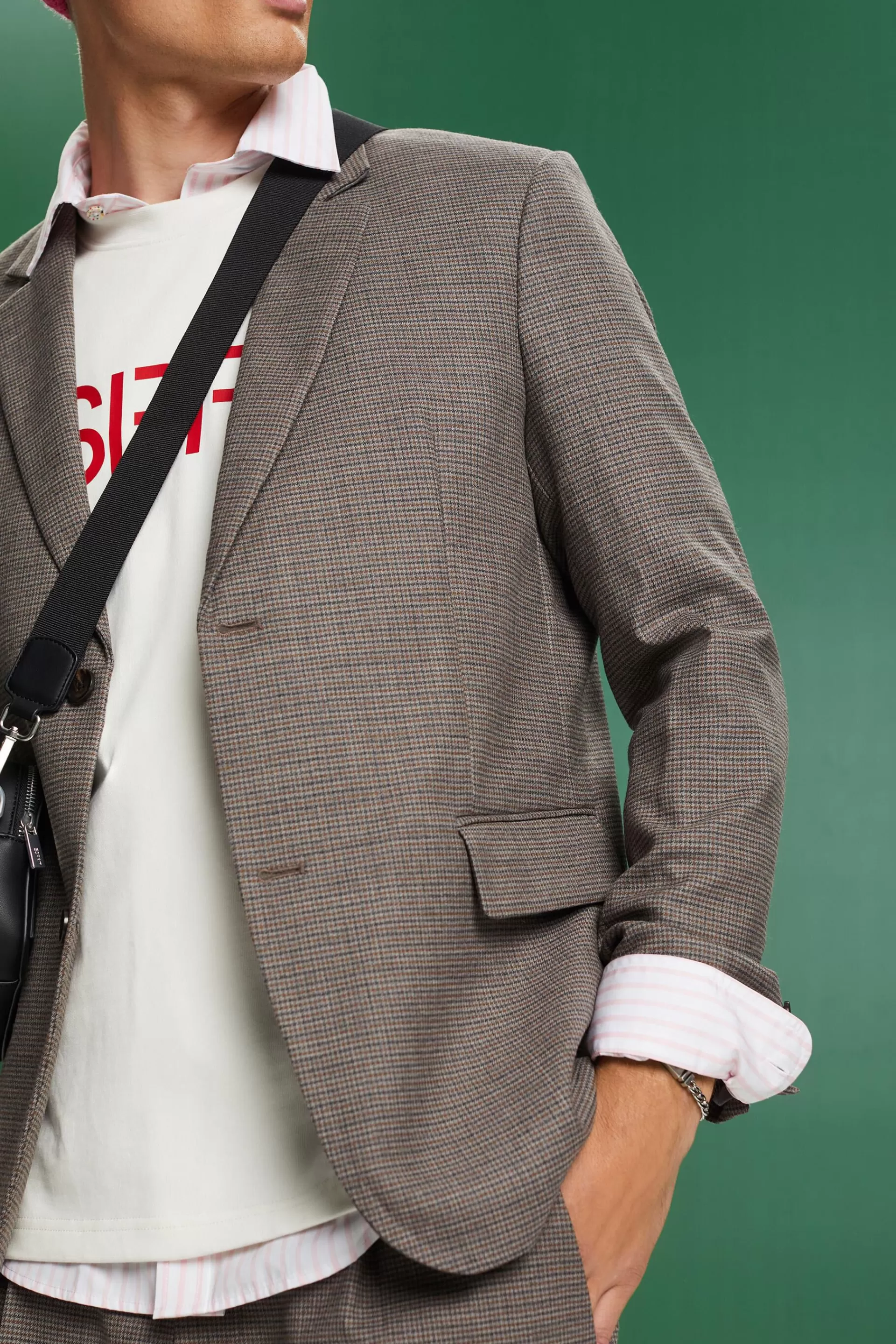 Wollblazer mit Hahnentrittmuster-ESPRIT Fashion