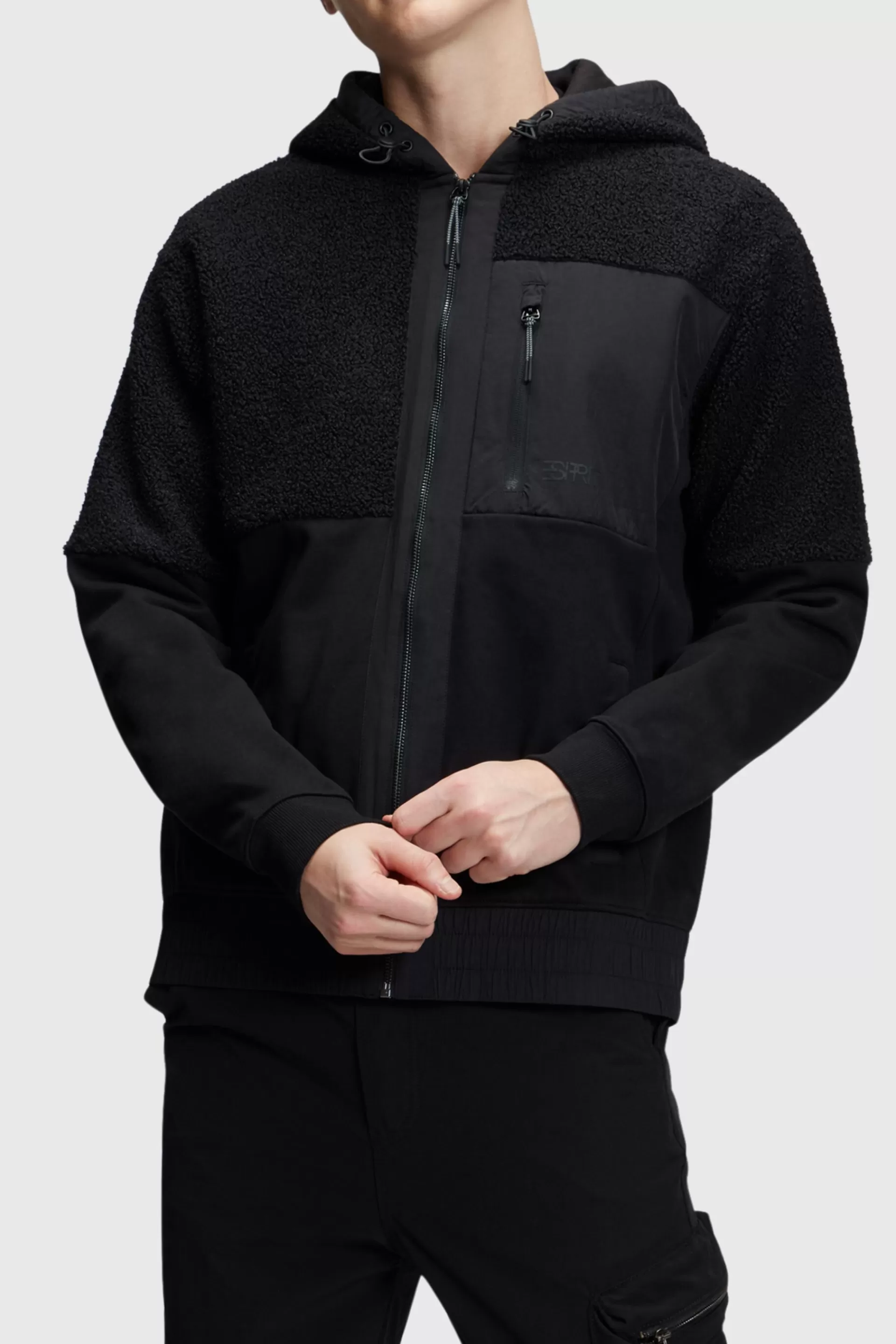 Zip-Hoodie aus Materialmix-ESPRIT New