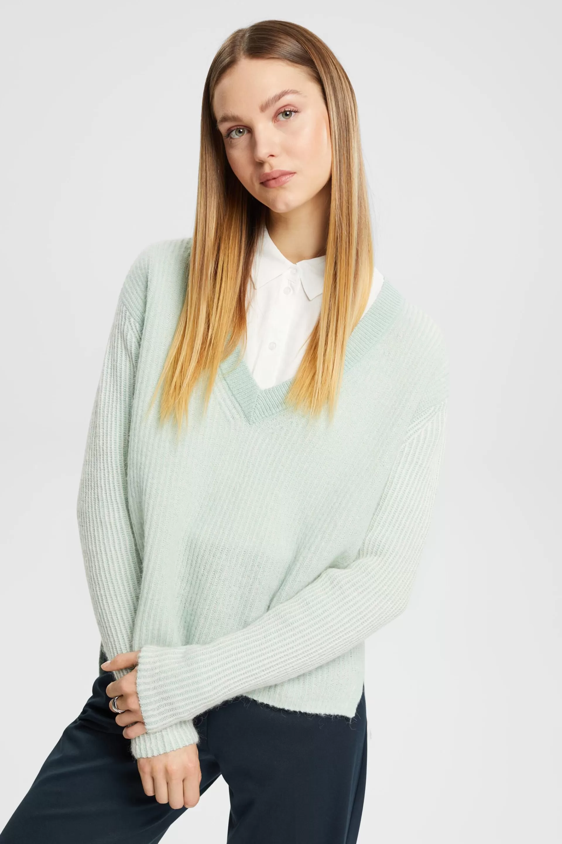 Zweifarbiger Pullover mit Alpaka-ESPRIT Sale