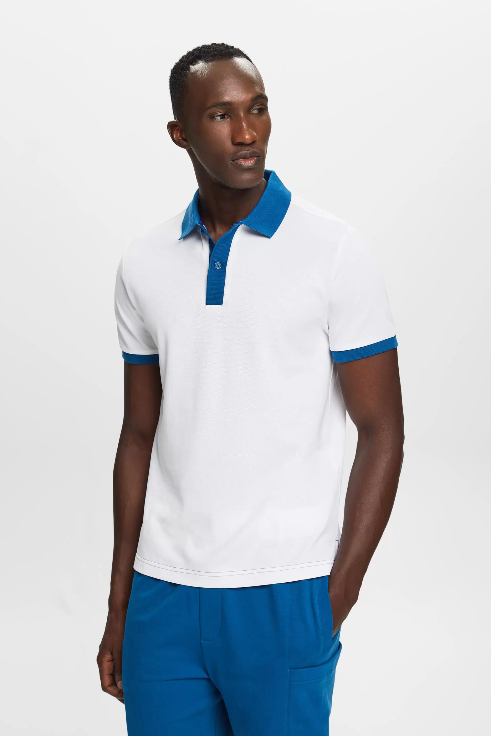 Zweifarbiges Piqué-Poloshirt-ESPRIT Outlet