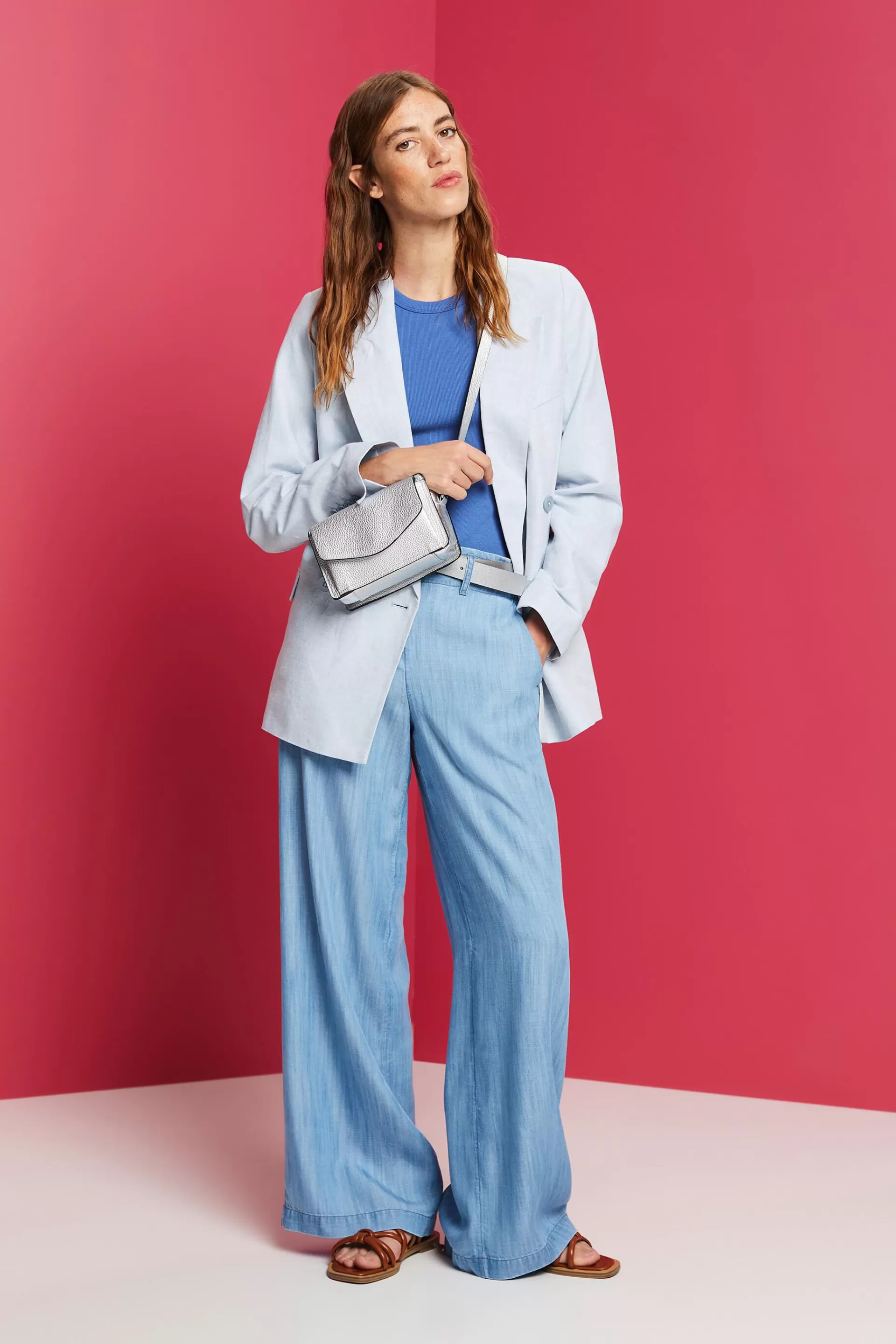 Zweireihiger Blazer aus Baumwolle-Leinen-Mix-ESPRIT Sale