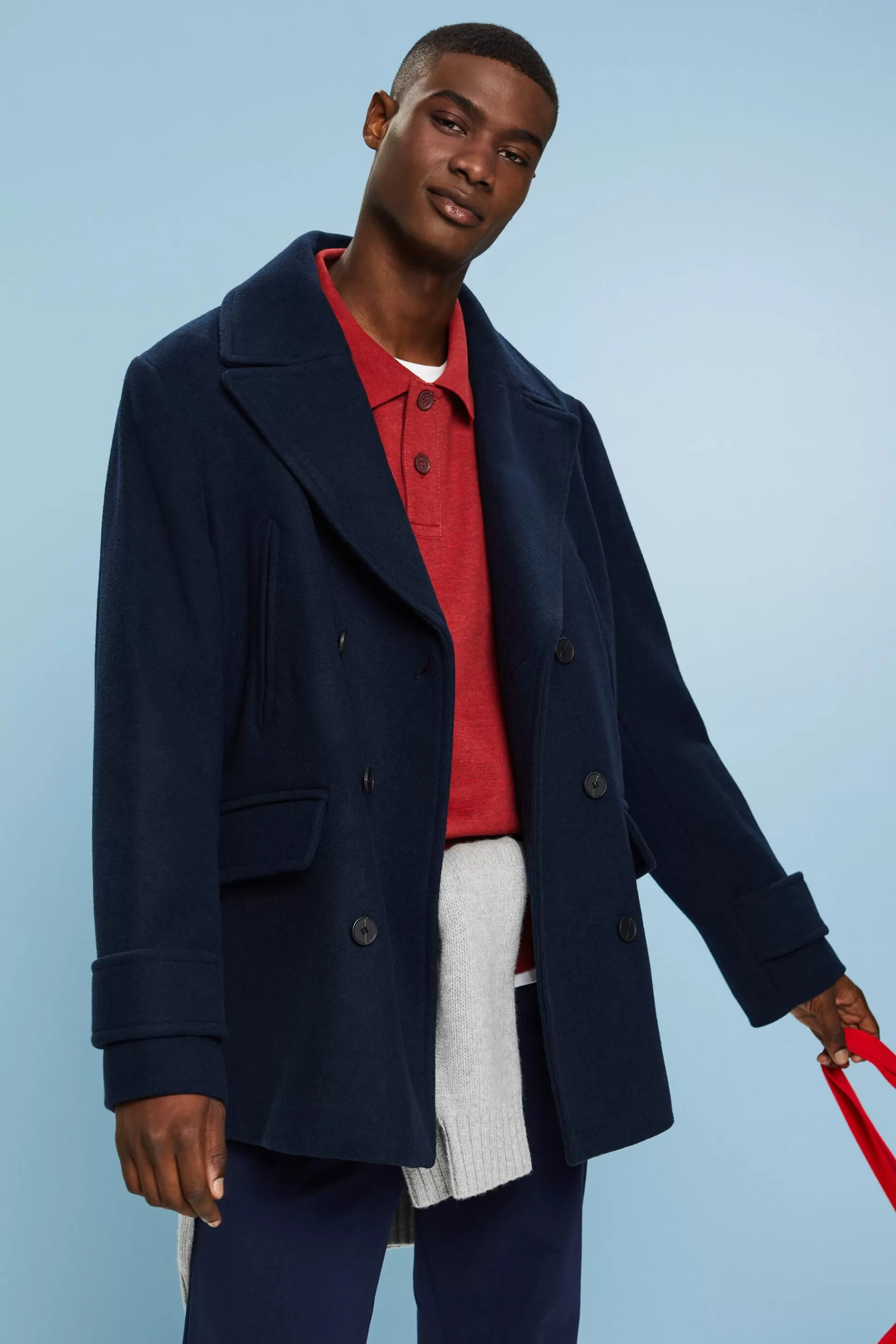 Zweireihiger Peacoat aus Wolle-ESPRIT Online