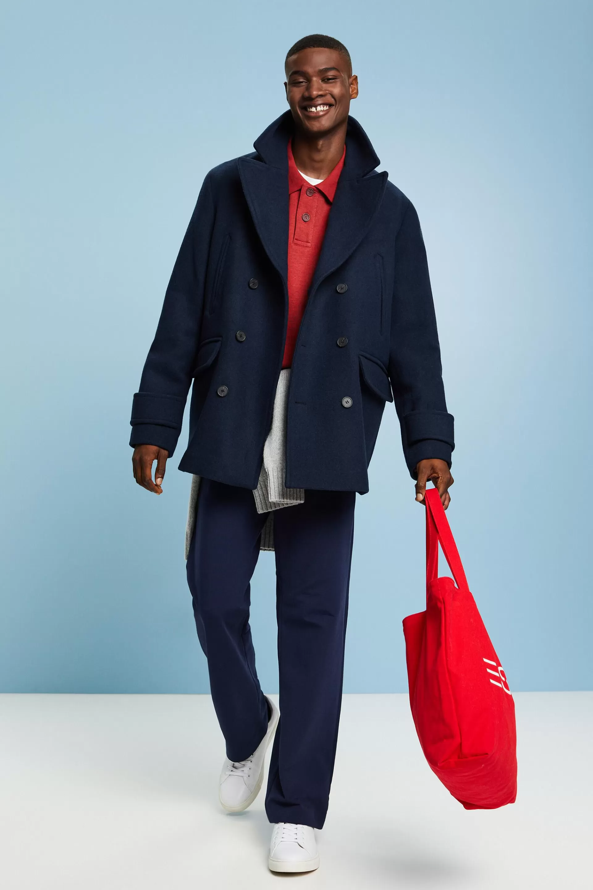 Zweireihiger Peacoat aus Wolle-ESPRIT Online