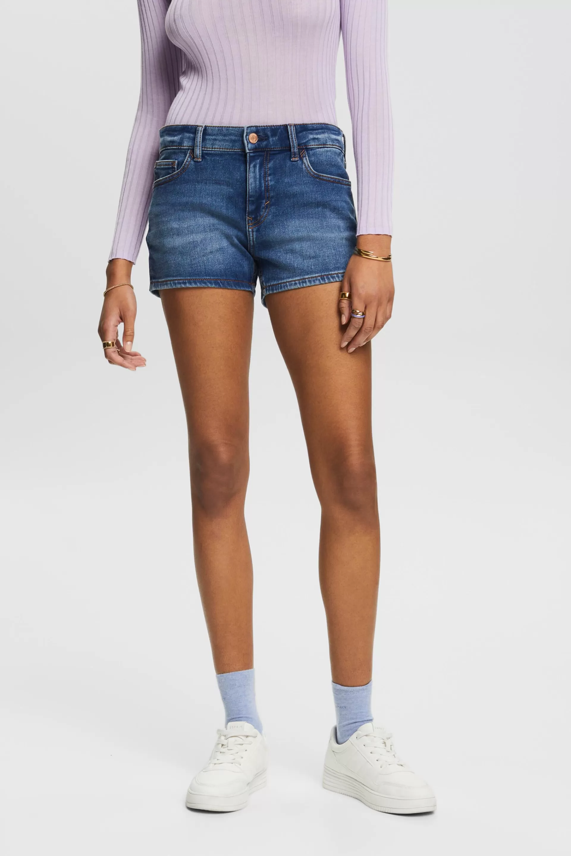 Jeans-Shorts mit mittelhohem Bund-ESPRIT Shop